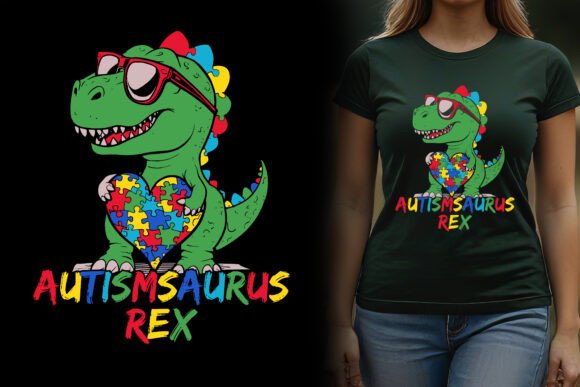 Autism Saurus T-Rex Graphics for T-Shirt Designs