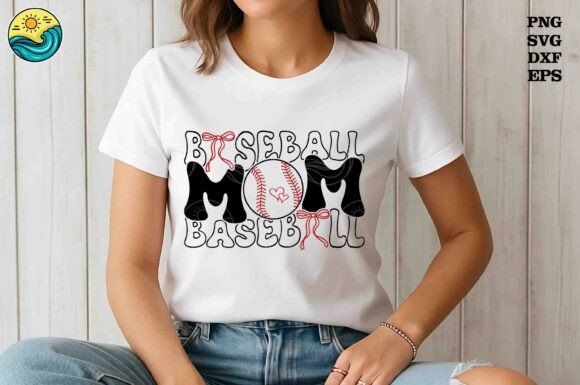 Baseball Mom Bow Graphics for T-Shirt Designs