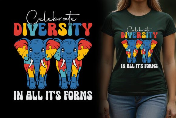 Celebrate Diversity Autism Awareness Graphics for T-Shirt Designs