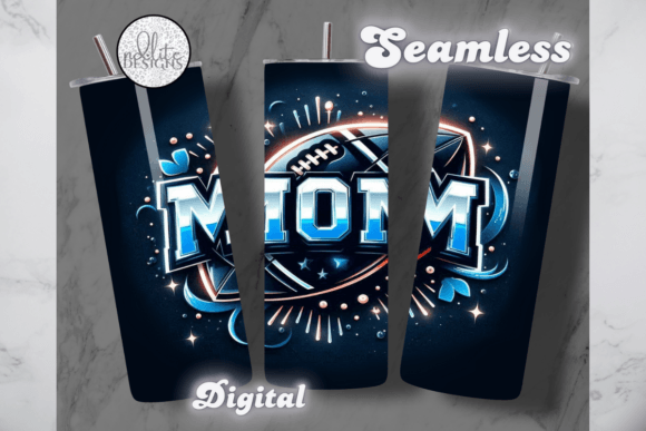 Football Mom Blue Tumbler Wrap: Graphics for Wraps