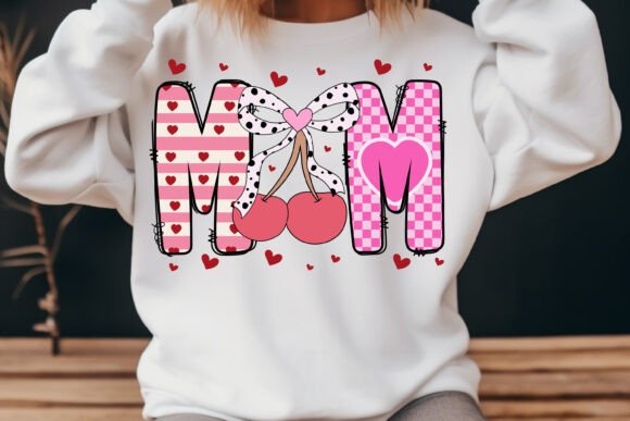 Mom Cherry Coquette Valentine Retro Svg for Graphics