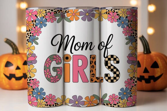 Mom of Girls Floral Leopard Graphics for Tumbler Wraps