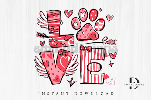 Valentine Dog Love Graphics for T-Shirt Designs