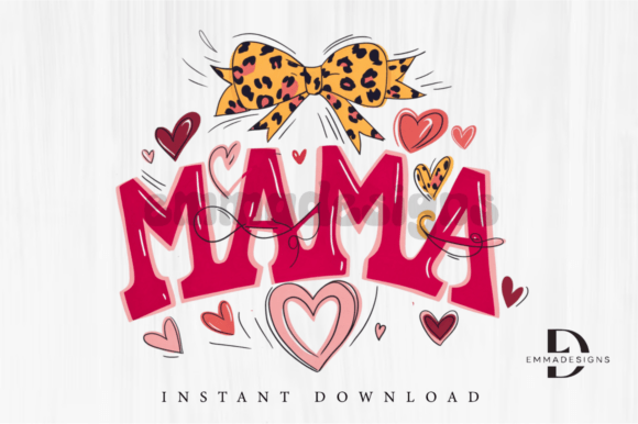 Valentine Mama Coquette Bow PNG: Graphics for T-Shirt Designs